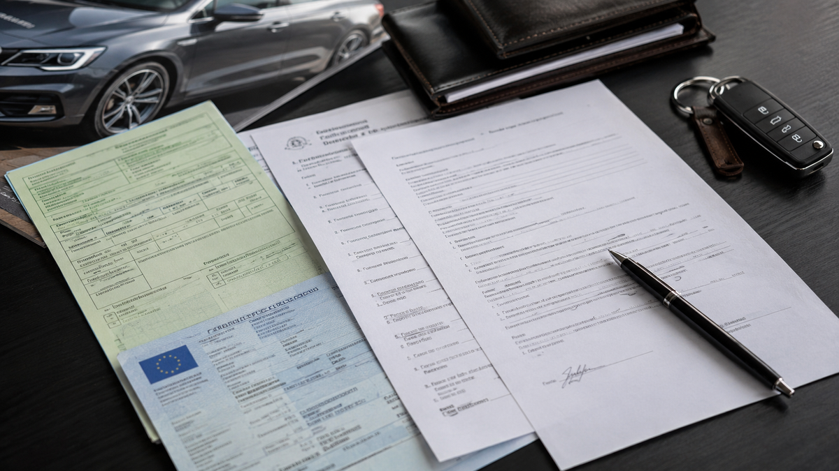 Documents automobiles européens, contrat de vente et clés à vérifier avant achat