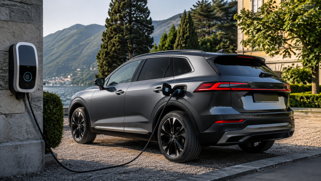SUV hybride rechargeable branché à une borne avant importation en France