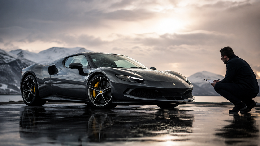 Inspection d’une voiture sportive de prestige avant importation depuis l’Europe